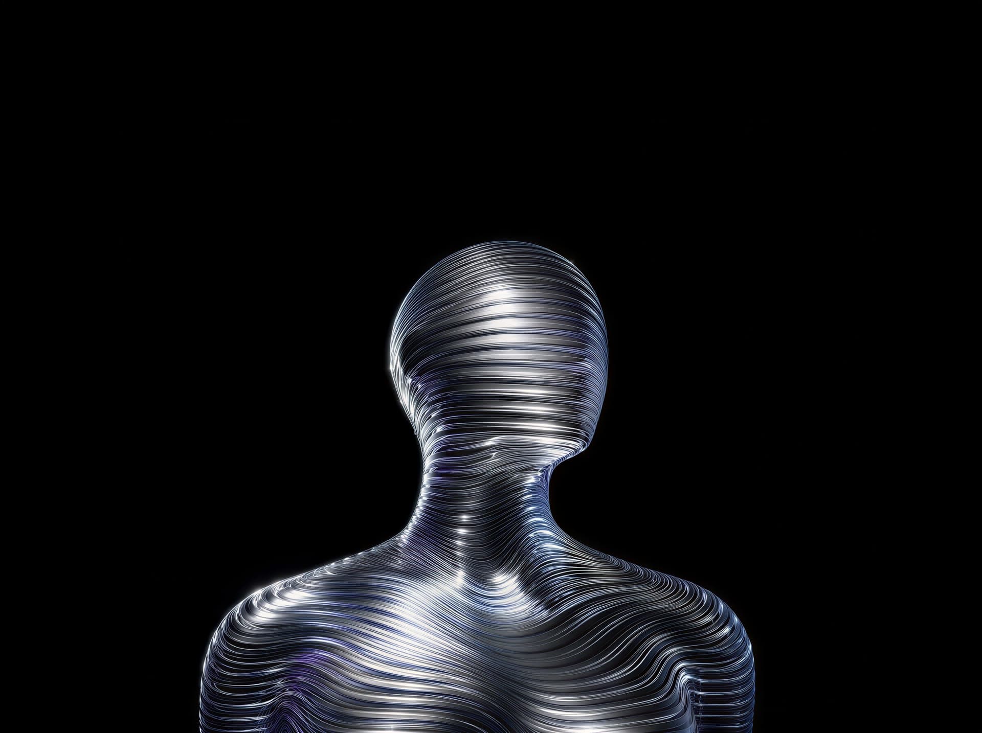 Metallic humanoid character, Waseem Anjum portfolio hero